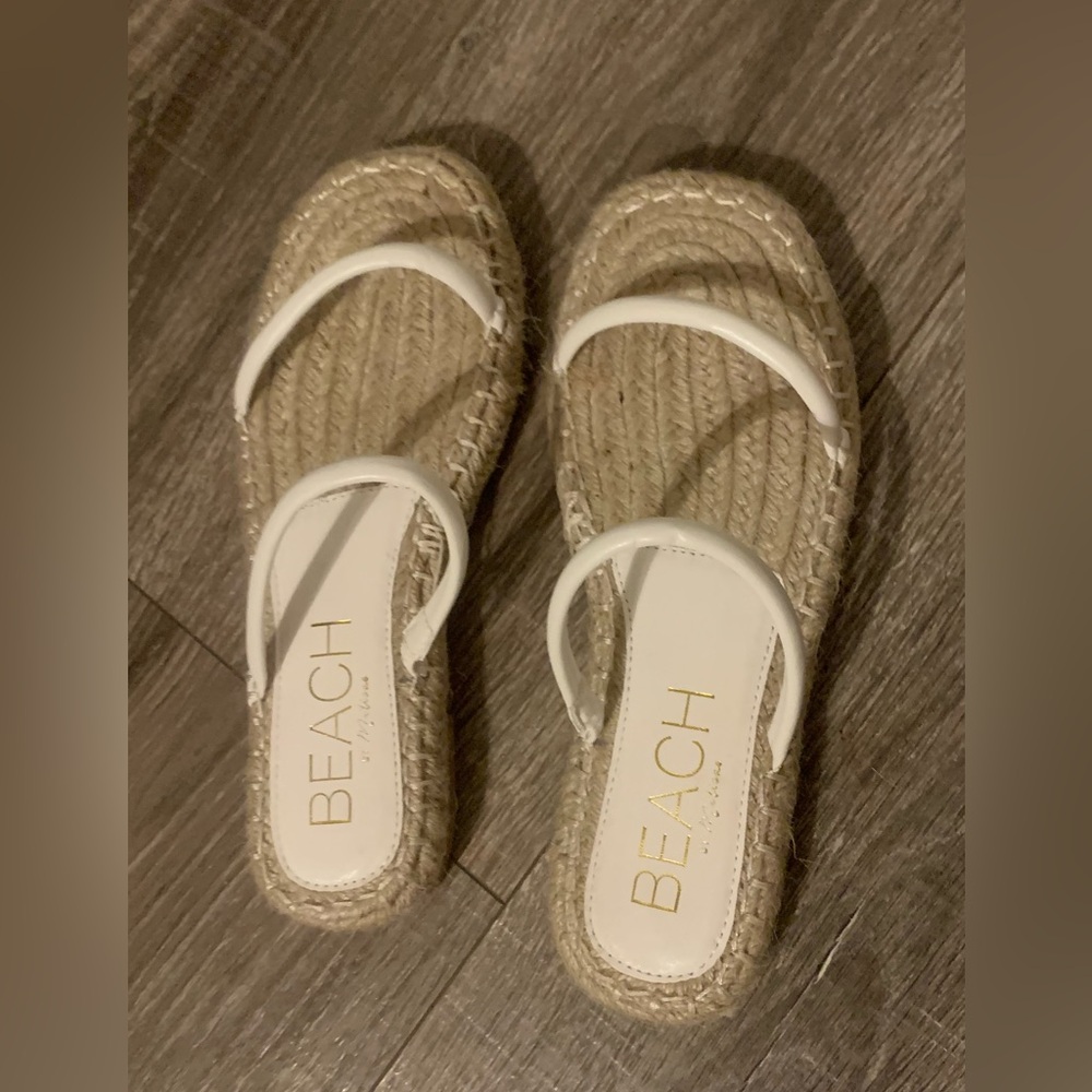 BEACH by Matisse Sandals, White / Raffia, 7M, Like New